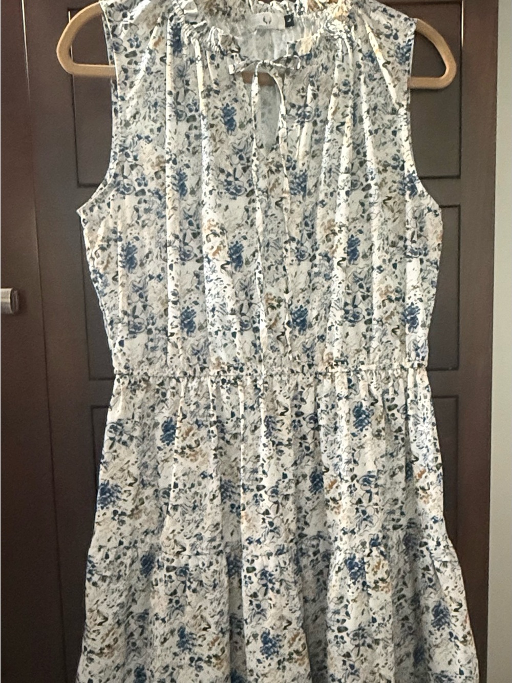 Sleeveless Blue Floral Summer Dress